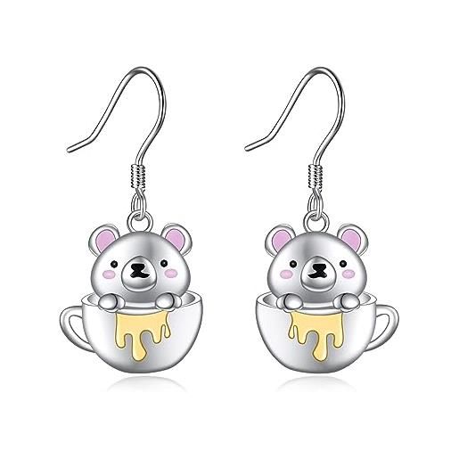 Yazilind Orecchini A Forma Di Orso In Argento Sterling 925 - Piccoli E Delicati, Idea Regalo Sentimentale