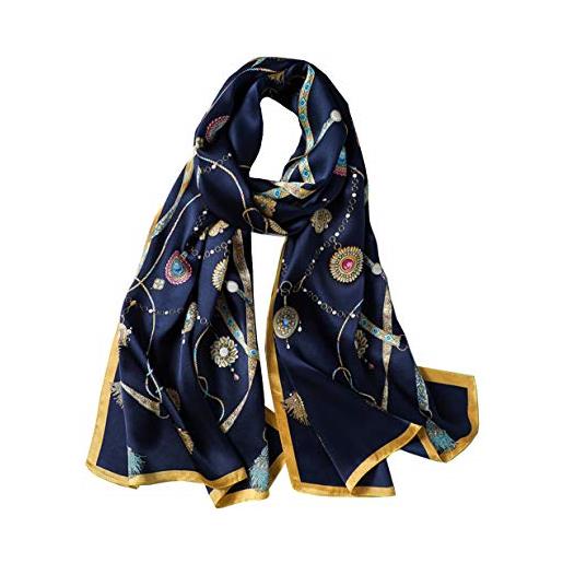 ANDANTINO sciarpa lunga in 100% seta di gelso, da donna, scialle grande, foulard, per collo, fascia per capelli oblunga, con confezione regalo, large