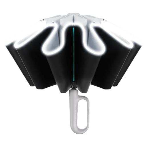 Generic ombrello invertito, con fibbia ad anello, ombrello pieghevole al contrario con manico a moschettone, ombrello invertito con apertura automatica e chiusura automatica, per pioggia, ombrello antivento