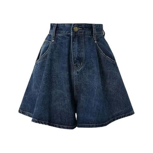 Vhersily 2025 pantaloncini donna jeans vita alta bermuda shorts blu scuro largo gamba alta jeans sciolti cortometrali baggy pantaloni casual estivi corti jeans shorts streetwear pants con tasche
