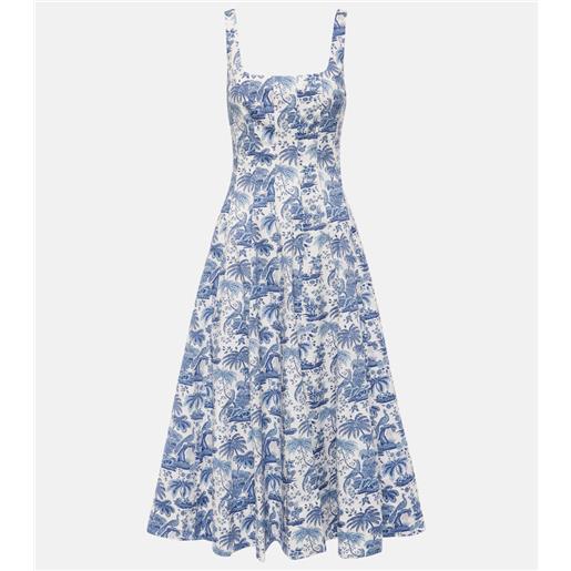 Staud abito midi wells in popeline di cotone