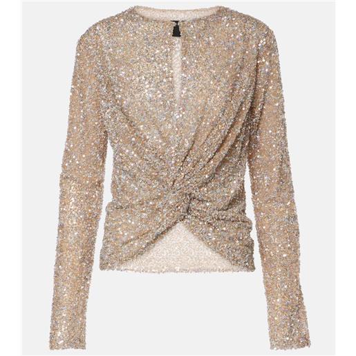 Costarellos top noa con cut-out e paillettes