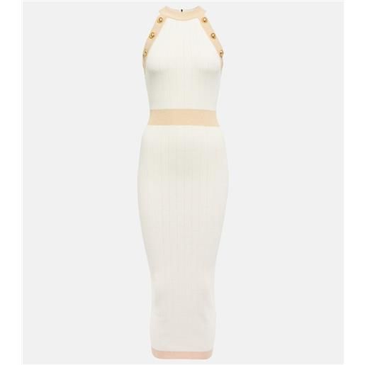 Balmain abito midi in maglia a coste di seta