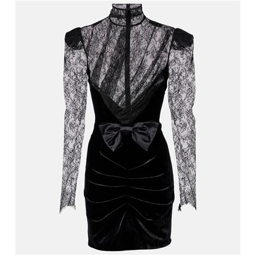 Alessandra Rich abito corto in velluto e pizzo