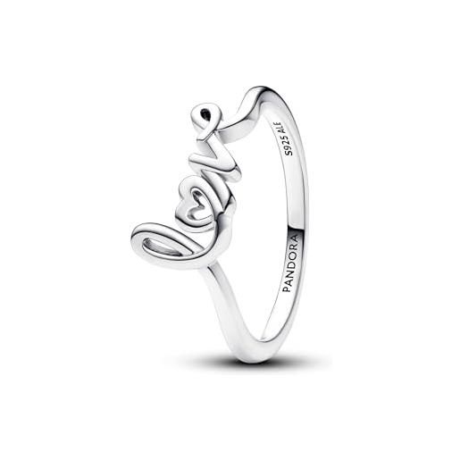 PANDORA anello moments con scritta love in argento sterling, 56