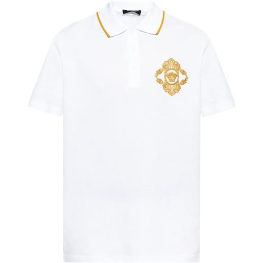 Versace polo con ricamo medusa - bianco