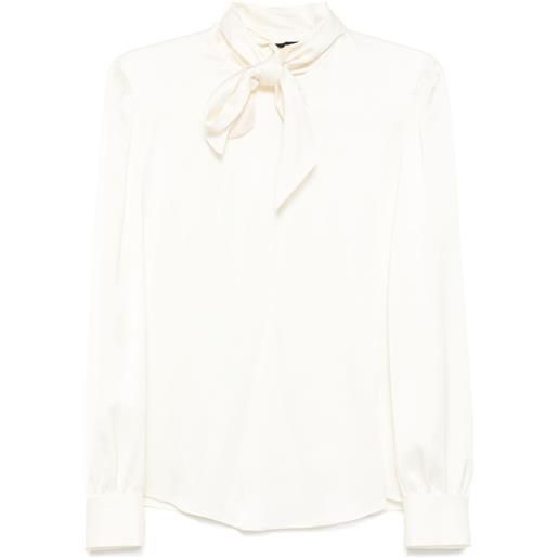 TOM FORD blusa in raso con fiocco - toni neutri