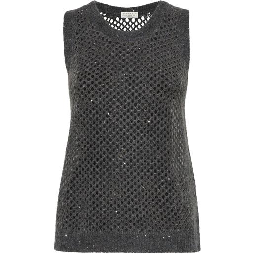 Brunello Cucinelli top in maglia - grigio
