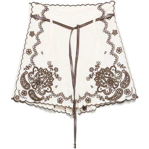 ZIMMERMANN shorts ascension con ricamo - toni neutri