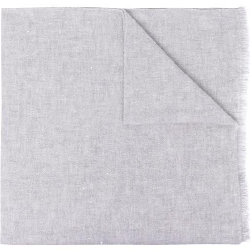 Brunello Cucinelli sciarpa con bordi sfrangiati - grigio