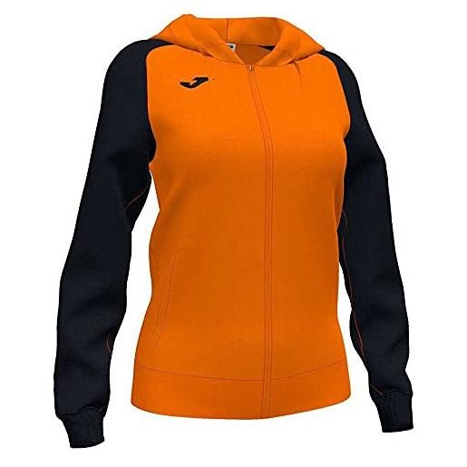Joma 901336.881.2xs felpa sportiva con cappuccio - academy iv a manica lunga da donna, arancione/nero, taglia regolare