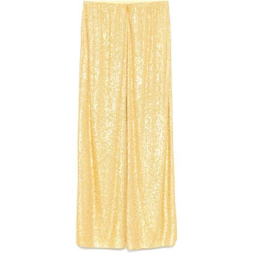 Norma Kamali pantaloni con paillettes - giallo