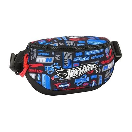 Safta hot wheels - marsupio per bambini, ideale per giovani e bambini di diverse età, comodo e versatile, qualità e resistenza, 23 x 9 x 14 cm, multicolore, m, casual