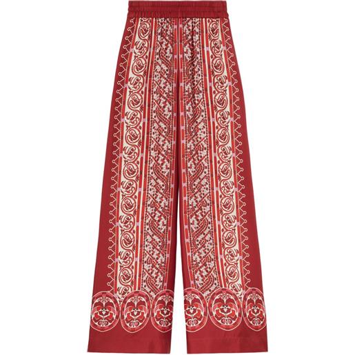 La DoubleJ pantaloni in seta a palazzo - rosso
