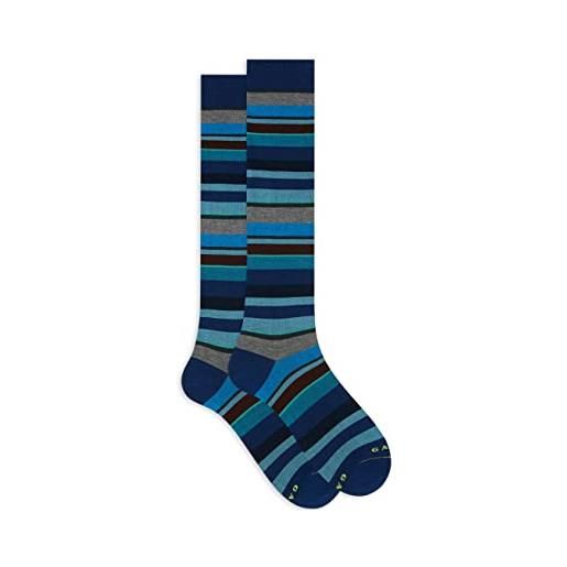 Gallo calze lunghe uomo cotone leggerissimo blu royal righe multicolor