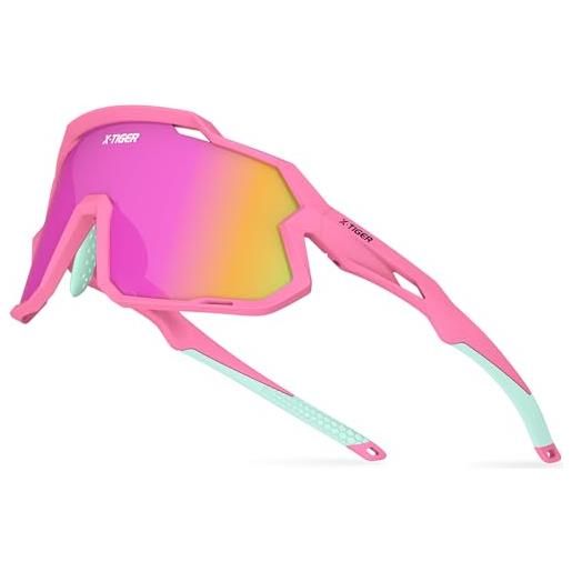 X-TIGER occhiali da sole ciclismo adatto a ragazze e ragazzi dai 6 ai 14 anni occhiali polarizzati per bici mtb bambini ragazzi occhiali sportivi per ciclismo running uv400