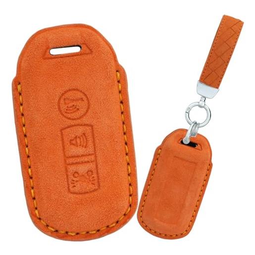 ontto portachiavi per moto, adatto per honda x adv sh 300 150 125 forza 300 125 pcx150 2018 scooter 3 pulsanti smart key case in pelle portachiavi borsa portachiavi accessori arancione