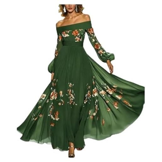 Minetom donna vestiti lunghi da matrimonio elegante collo v vestito a pieghe stampa floreale chiffon abito maxi damigella sera cerimonia b1 rosa xxl