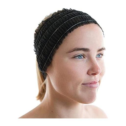 Generisch 100 fasce monouso per capelli elastici per spa, salone e trucco, confezione singola, colore nero