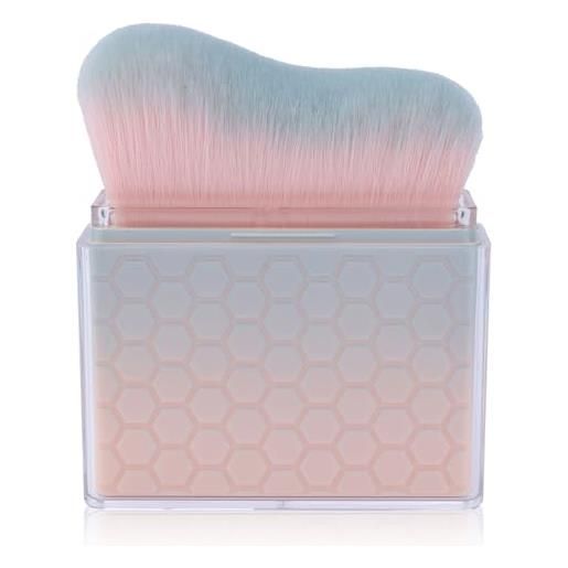 Gosknor pennello autoabbronzante retrattile con coperchio, applicatore autoabbronzante pennello corpo per sfumare fondotinta liquidi filtri solari viso gambe braccia (gradiente blu-rosa)