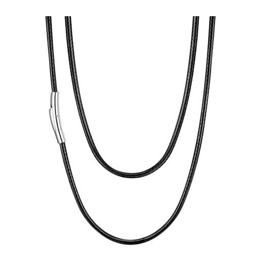 Collana Filo in Caucciu PVC Nero cm 45 con Chiusura in ARGENTO 925 17969