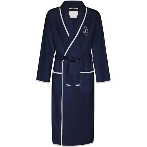 Brunello Cucinelli accappatoio con ricamo logo - blu