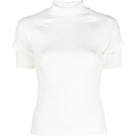 Helmut Lang top a coste con inserti - bianco