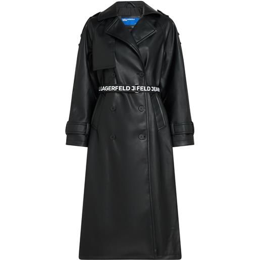Karl Lagerfeld Jeans trench in pelle sintetica - nero