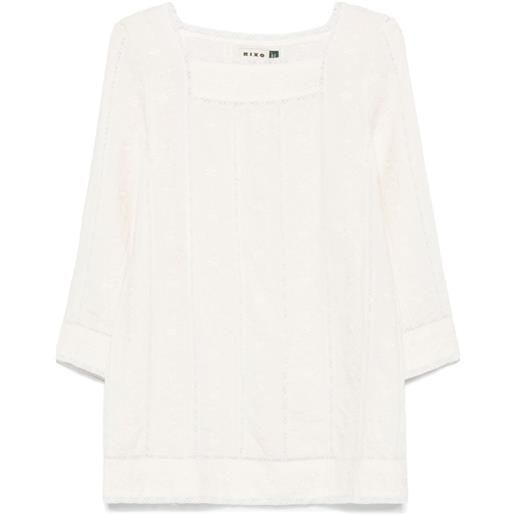 Rixo abito corto con ricamo a fiori - toni neutri