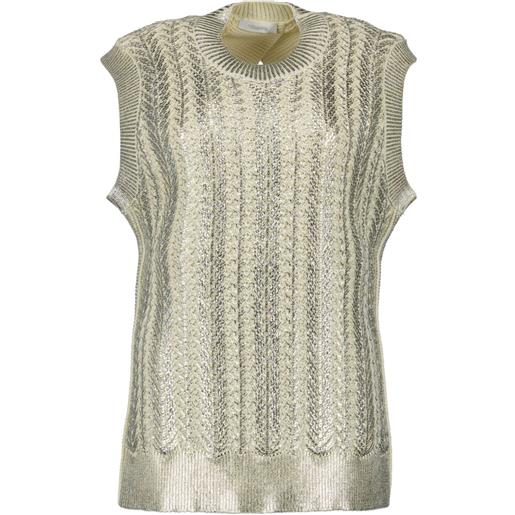 Rabanne top smanicato in maglia - toni neutri