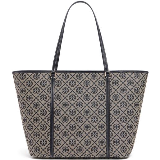 TORY BURCH borsa shopping t monogram in tela con zip