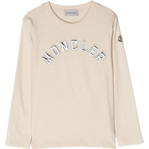 Moncler Enfant t-shirt con logo goffrato - toni neutri