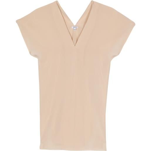 ASPESI blusa con scollo a v in crêpe di seta - toni neutri