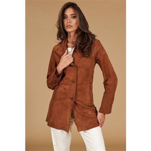 D'Arienzo cappottino in pelle camoscio cuoio sfoderato D'Arienzo