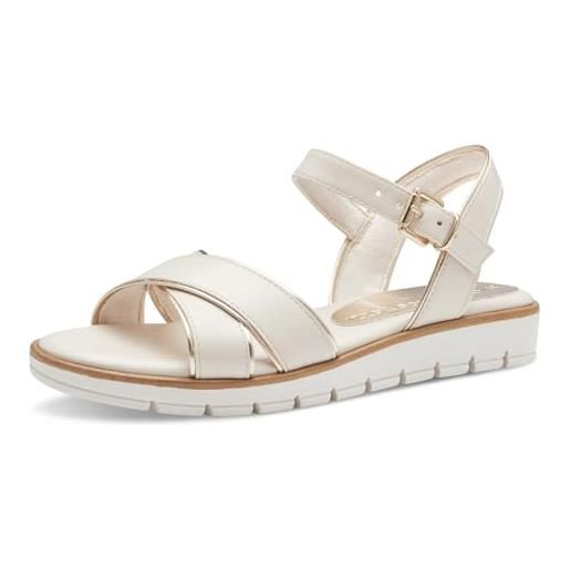 MARCO TOZZI sandali donna con tacco a zeppa con cinturino regolabile vegani, beige (cream comb), 39 eu