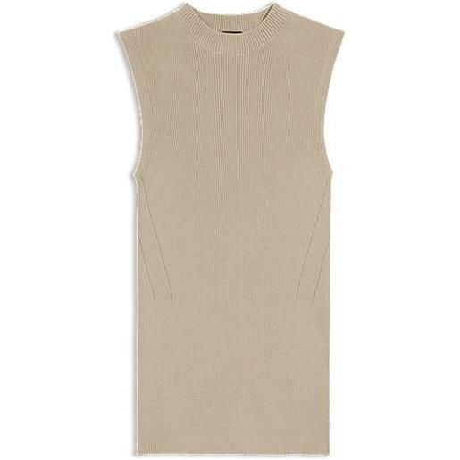 BOSS maglia a coste con collo a lupetto, beige chiaro