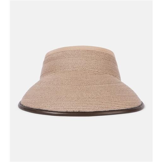 Brunello Cucinelli visiera in rafia con pelle
