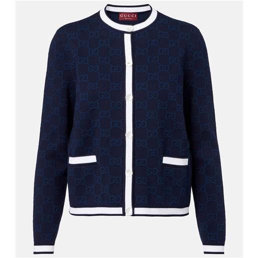 Gucci cardigan in cotone gg con intarsi