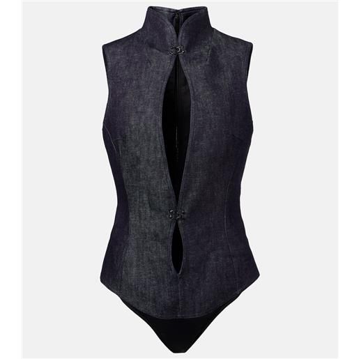 Mugler body in denim con cut-out