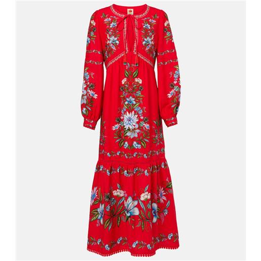 Farm Rio abito midi in misto lino con stampa