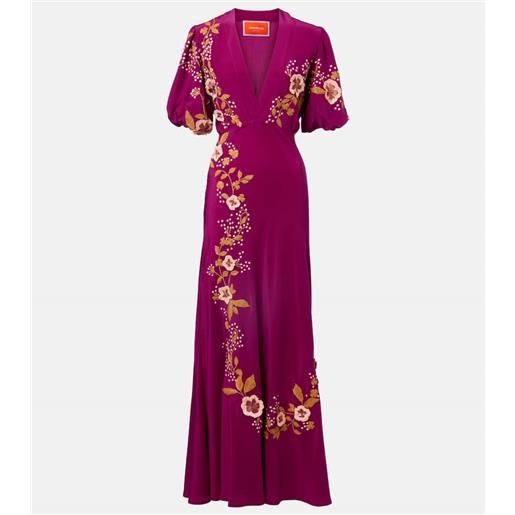 La DoubleJ abito lungo marlene in seta con ricamo