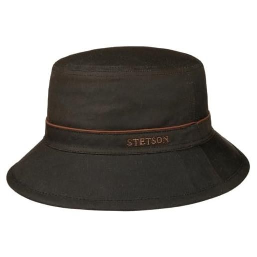 Stetson cappello avasun waxed cotton bucket uomo - da sole in cotone estivo autunno/inverno inverno - xl (60-61 cm) marrone scuro