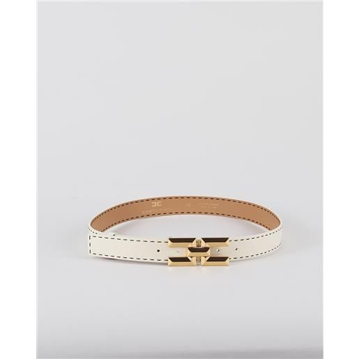 ELISABETTA FRANCHI cintura burro-nero a vita alta in pelle con impunture