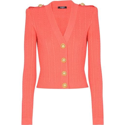 Balmain cardigan in maglia a trecce - rosa