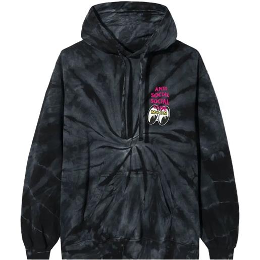 Anti Social Social Club felpa stacked con fantasia tie dye e cappuccio - nero
