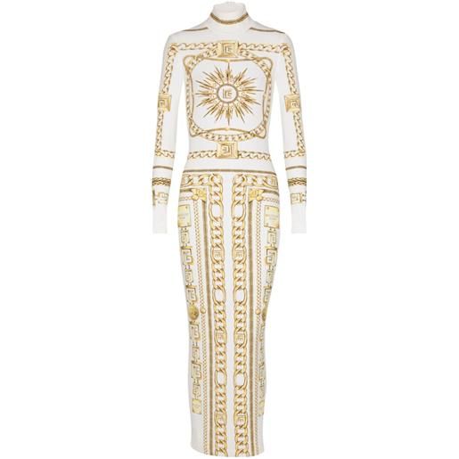 Balmain abito aderente con stampa grafica - bianco