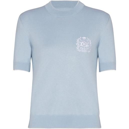 Balmain t-shirt con ricamo emblème - blu