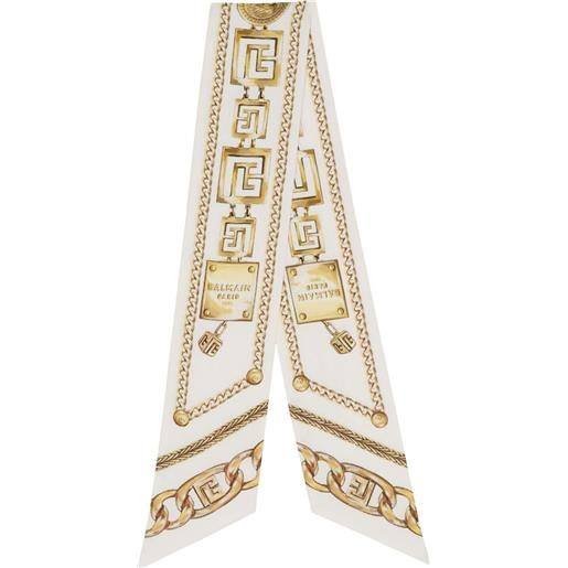 Balmain bandana in seta con stampa catena - bianco