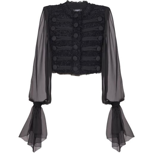Balmain giacca con maniche in chiffon - nero