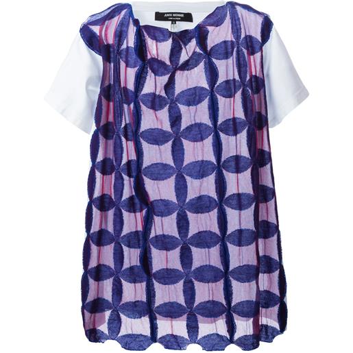 Junya Watanabe sheer knit motif top - blu